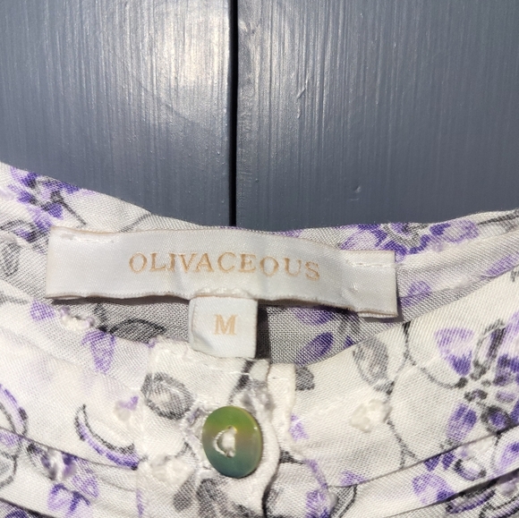 Olivaceous - Floral Tiered Lilac Print Swiss Dots Rayon Maxi Dress- Size M - Picture 5 of 8